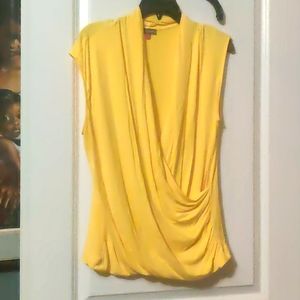 Yellow Blouse Faux Wrap